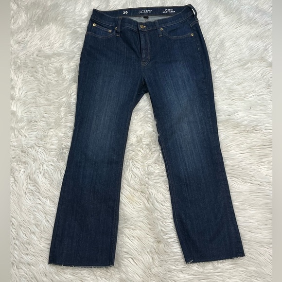 NWOT Boot Crop Raw Hem Mid Rise Denim Jeans Dark Wash - Picture 3 of 11